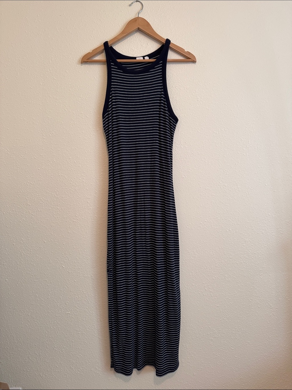GAP Navy and White Striped Racerback Maxi Dress